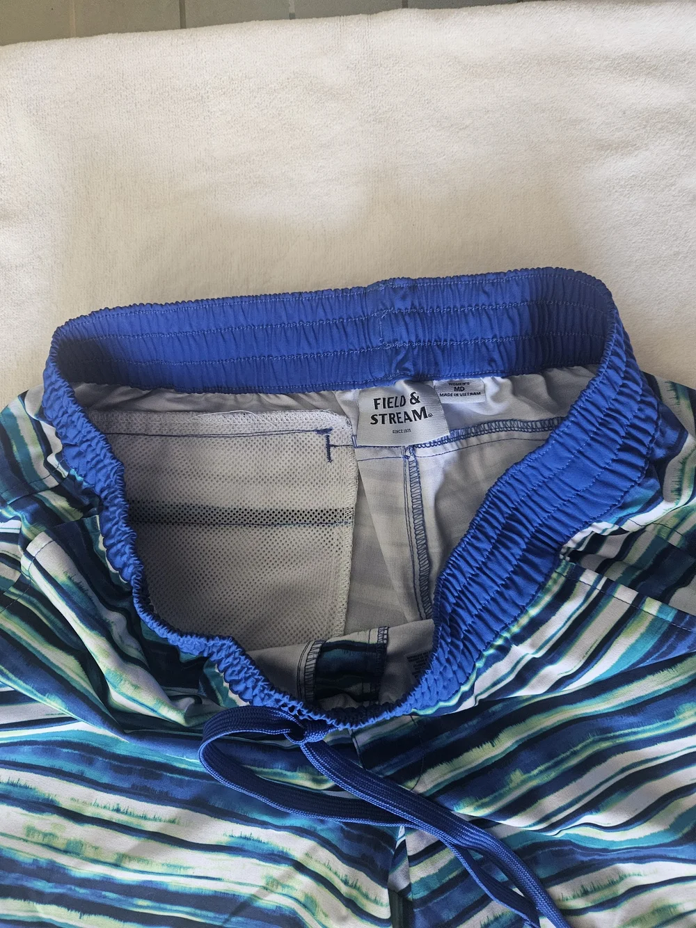 Field & Stream Women's Water Shorts Blue Teal Striped Size MD